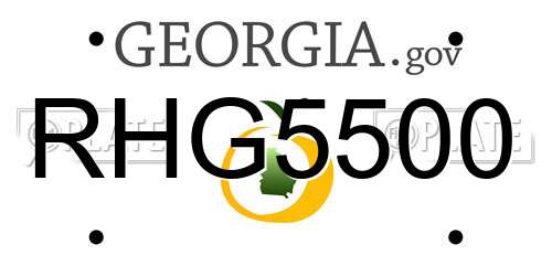 RHG5500 Georgia License Plate