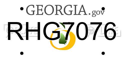 RHG7076 Georgia License Plate