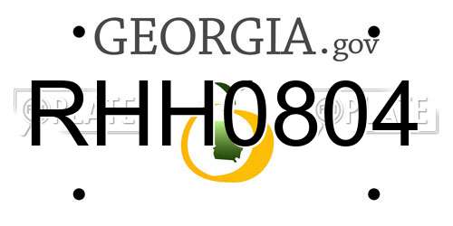 RHH0804 Georgia License Plate