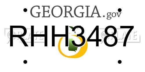 RHH3487 Georgia License Plate