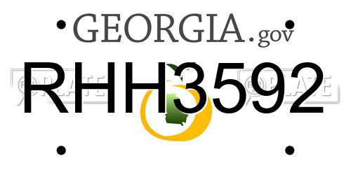 RHH3592 Georgia License Plate