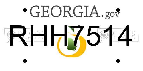 RHH7514 Georgia License Plate