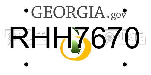 RHH7670 Georgia License Plate