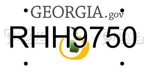 RHH9750 Georgia License Plate