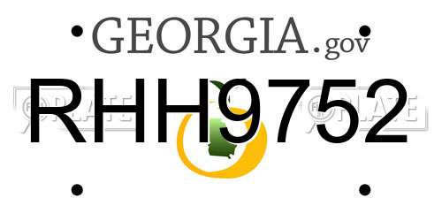 RHH9752 Georgia License Plate
