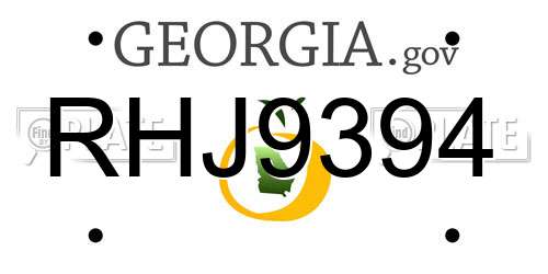 RHJ9394 Georgia License Plate