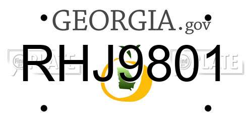 RHJ9801 Georgia License Plate