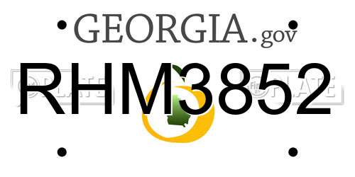 RHM3852 Georgia License Plate