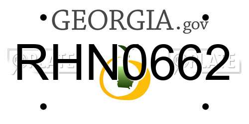 RHN0662 Georgia License Plate