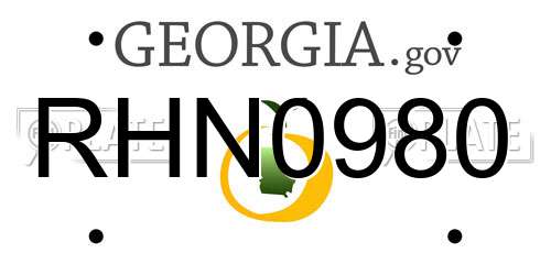 RHN0980 Georgia License Plate