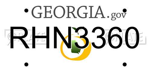 RHN3360 Georgia License Plate