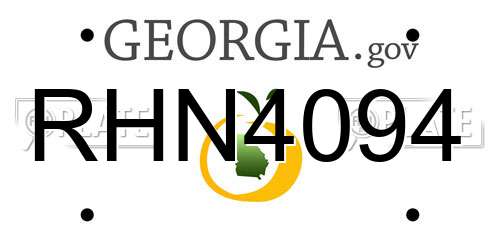 RHN4094 Georgia License Plate