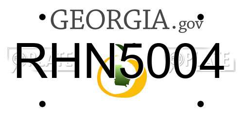RHN5004 Georgia License Plate