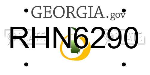 RHN6290 Georgia License Plate