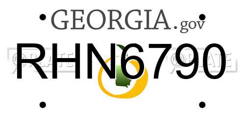 RHN6790 Georgia License Plate