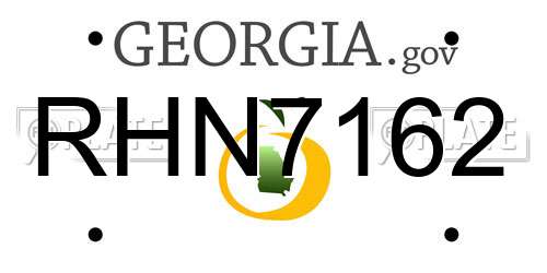 RHN7162 Georgia License Plate