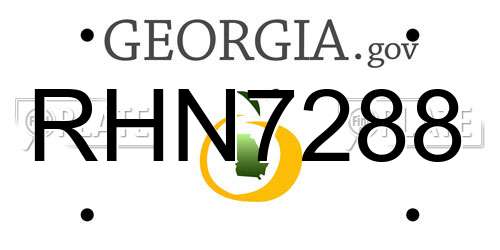 RHN7288 Georgia License Plate