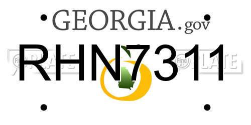 RHN7311 Georgia License Plate