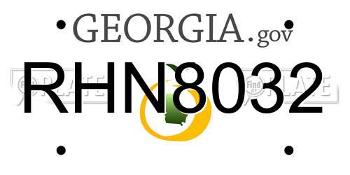 RHN8032 Georgia License Plate
