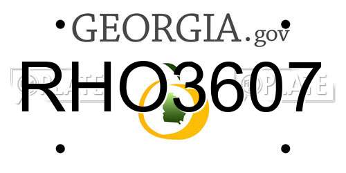RHO3607 Georgia License Plate