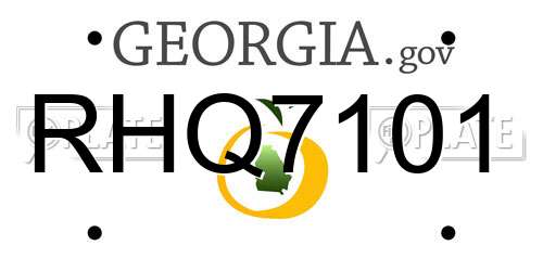 RHQ7101 Georgia License Plate