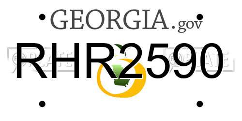 RHR2590 Georgia License Plate