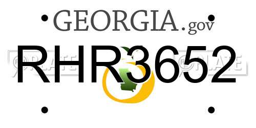RHR3652 Georgia License Plate