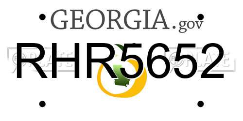 RHR5652 Georgia License Plate