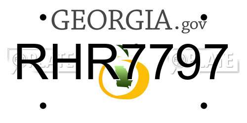 RHR7797 Georgia License Plate