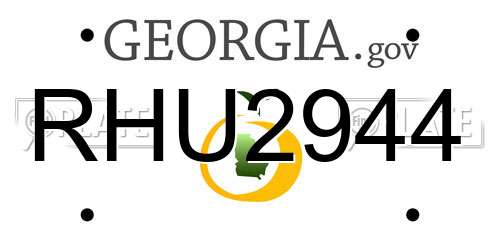 RHU2944 Georgia License Plate