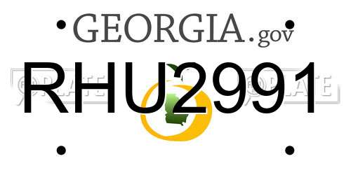 RHU2991 Georgia License Plate