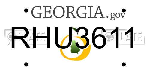 RHU3611 Georgia License Plate