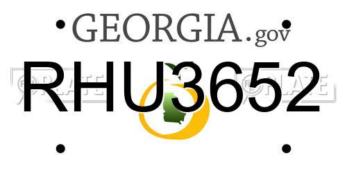 RHU3652 Georgia License Plate