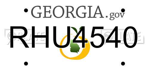 RHU4540 Georgia License Plate