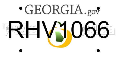 RHV1066 Georgia License Plate