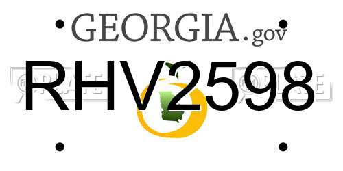 RHV2598 Georgia License Plate