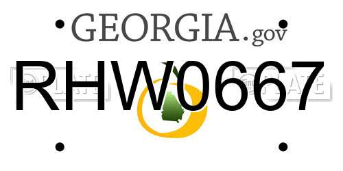 RHW0667 Georgia License Plate