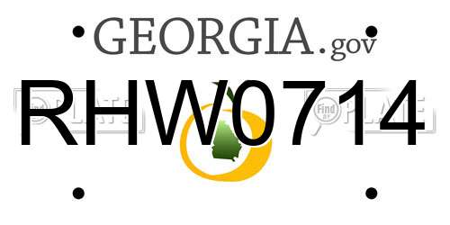 RHW0714 Georgia License Plate