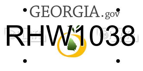 RHW1038 Georgia License Plate