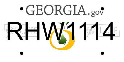 RHW1114 Georgia License Plate