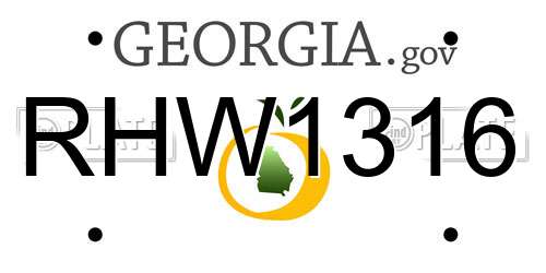 RHW1316 Georgia License Plate