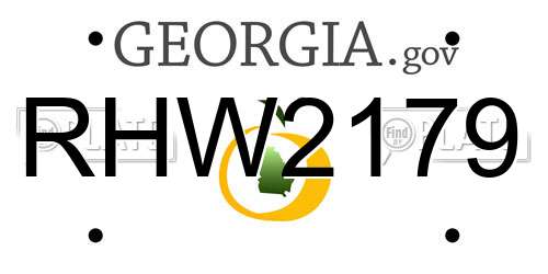RHW2179 Georgia License Plate