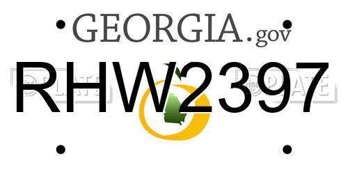 RHW2397 Georgia License Plate
