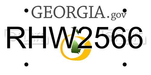 RHW2566 Georgia License Plate