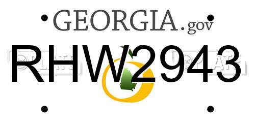 RHW2943 Georgia License Plate