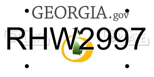 RHW2997 Georgia License Plate