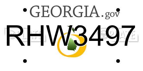 RHW3497 Georgia License Plate