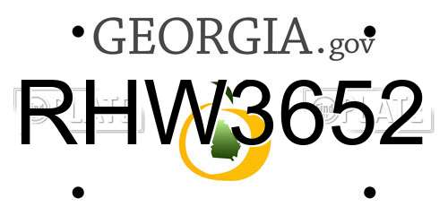 RHW3652 Georgia License Plate