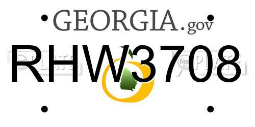 RHW3708 Georgia License Plate