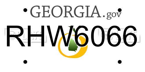 RHW6066 Georgia License Plate
